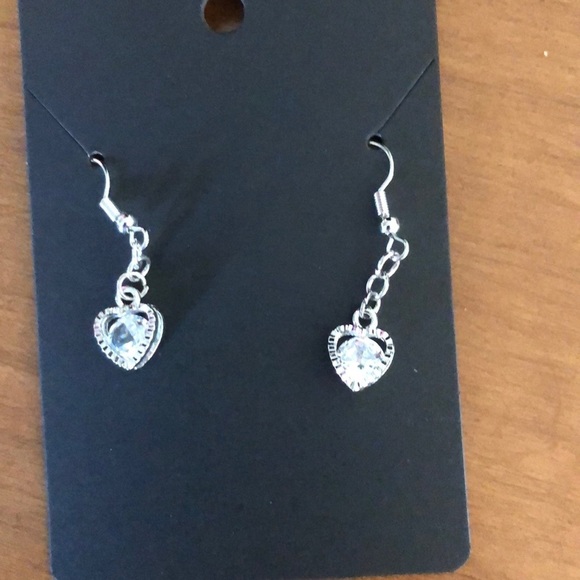Hand Crafted Jewelry - SILVER HEART EARRINGS CUBIC ZIRCON